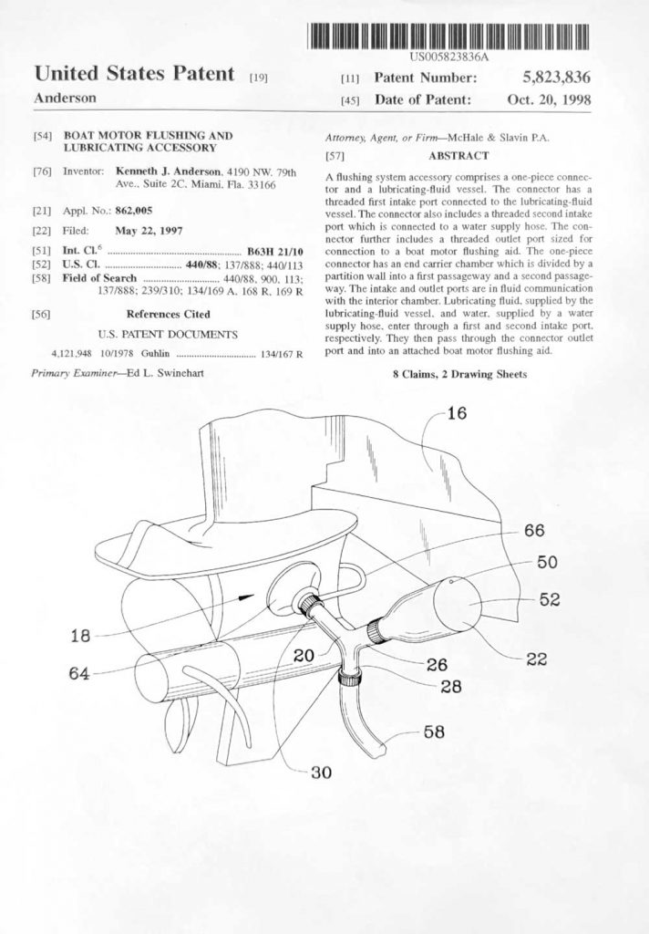Patent - Boat Motor Flushing and Lubricating Accessory (2 of 2)
